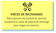 PIÉCES DE RECHANGES Notre gamme de produits et services comprend la vente de pièces de rechange  pour engins et camions.
